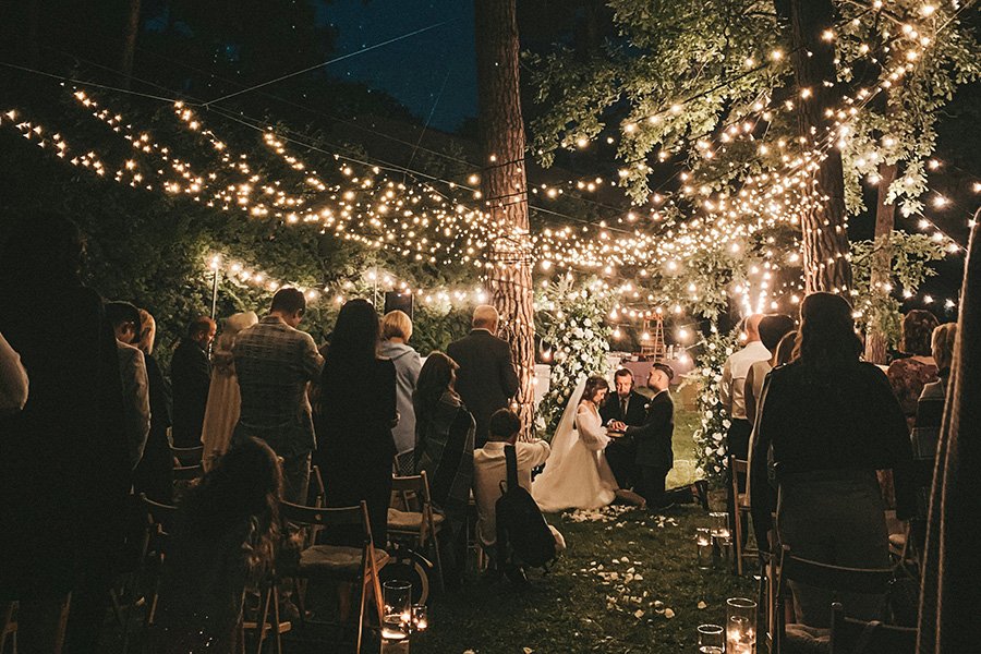 intimate wedding lighting