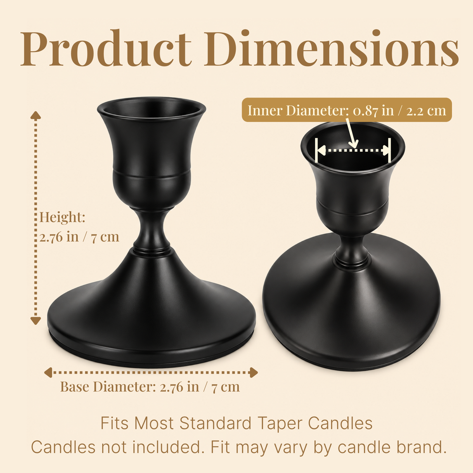Vintage Black Taper Candle Holders Set of 12 - Image 6