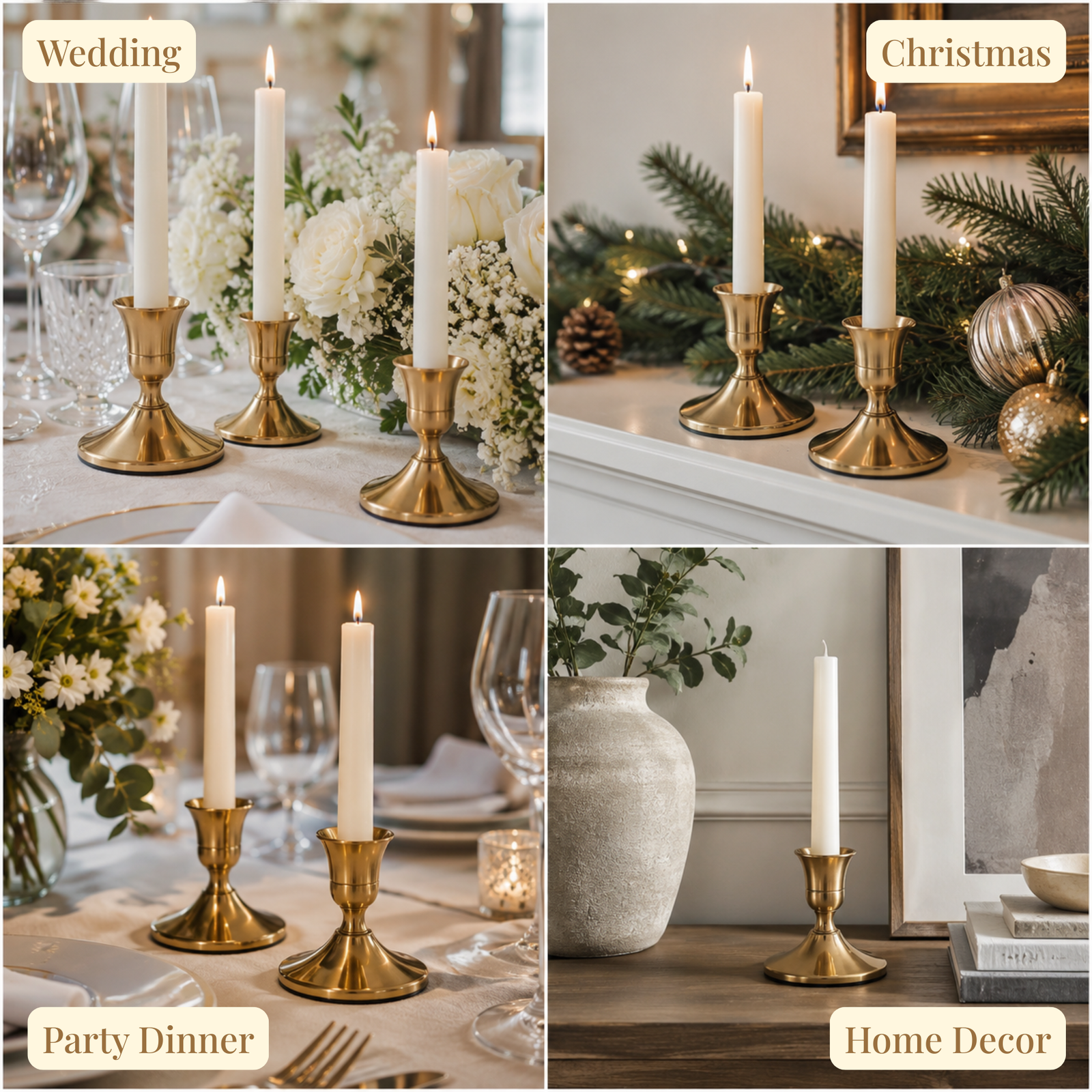 Vintage Brass Taper Candle Holders Set of 12 - Image 3