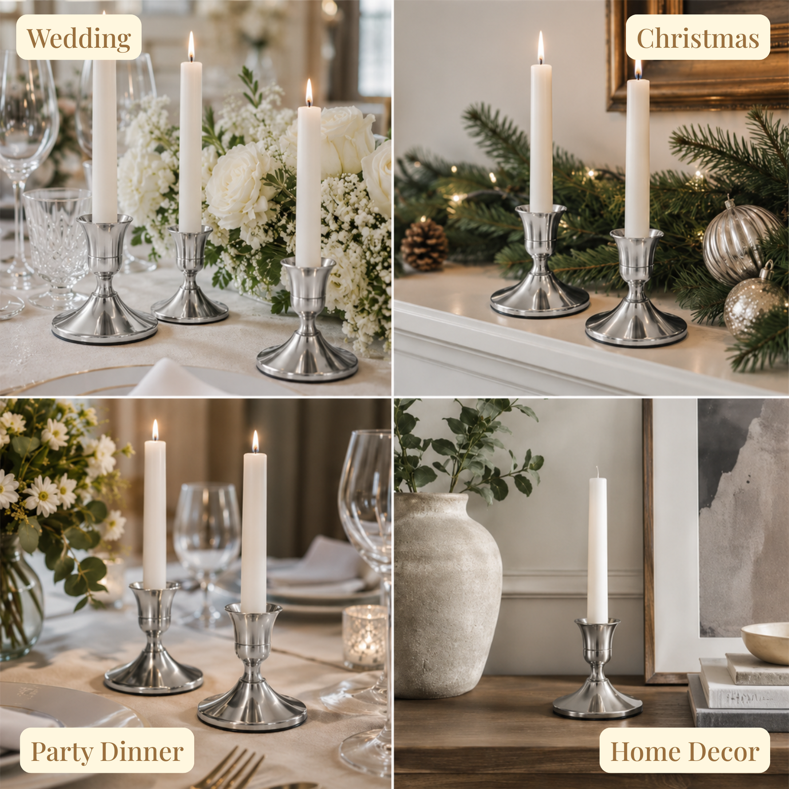 Vintage Silver Taper Candle Holders Set of 12 - Image 3