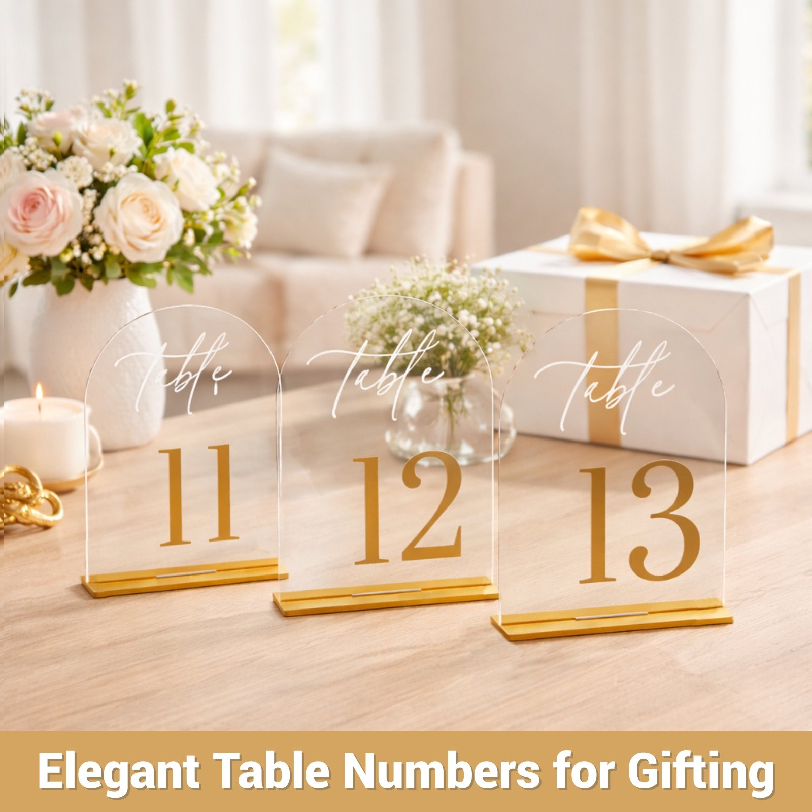 Acrylic Wedding Table Numbers 1–10 with Stands - Image 3