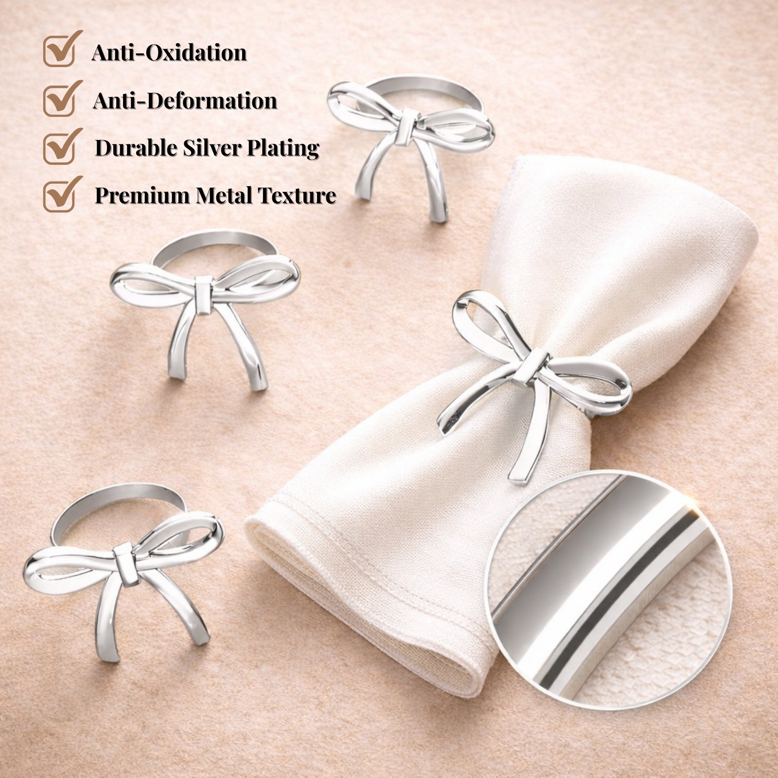 Silver Bow Napkin Rings Set of 12 - Image 5