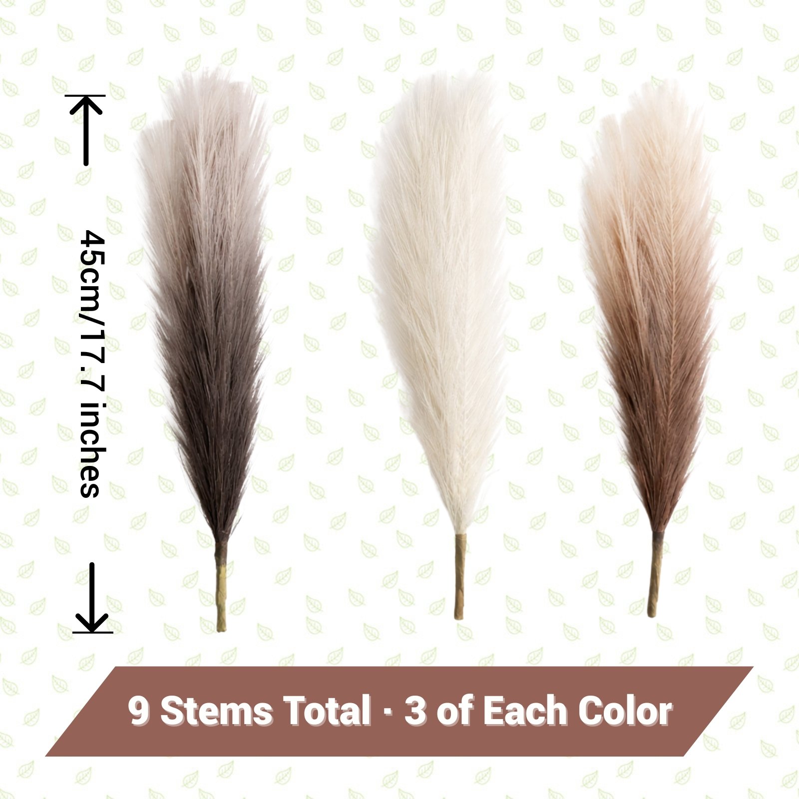 Artificial Pampas Grass Stems Set of 9 – Neutral Mixed Colors - Image 2
