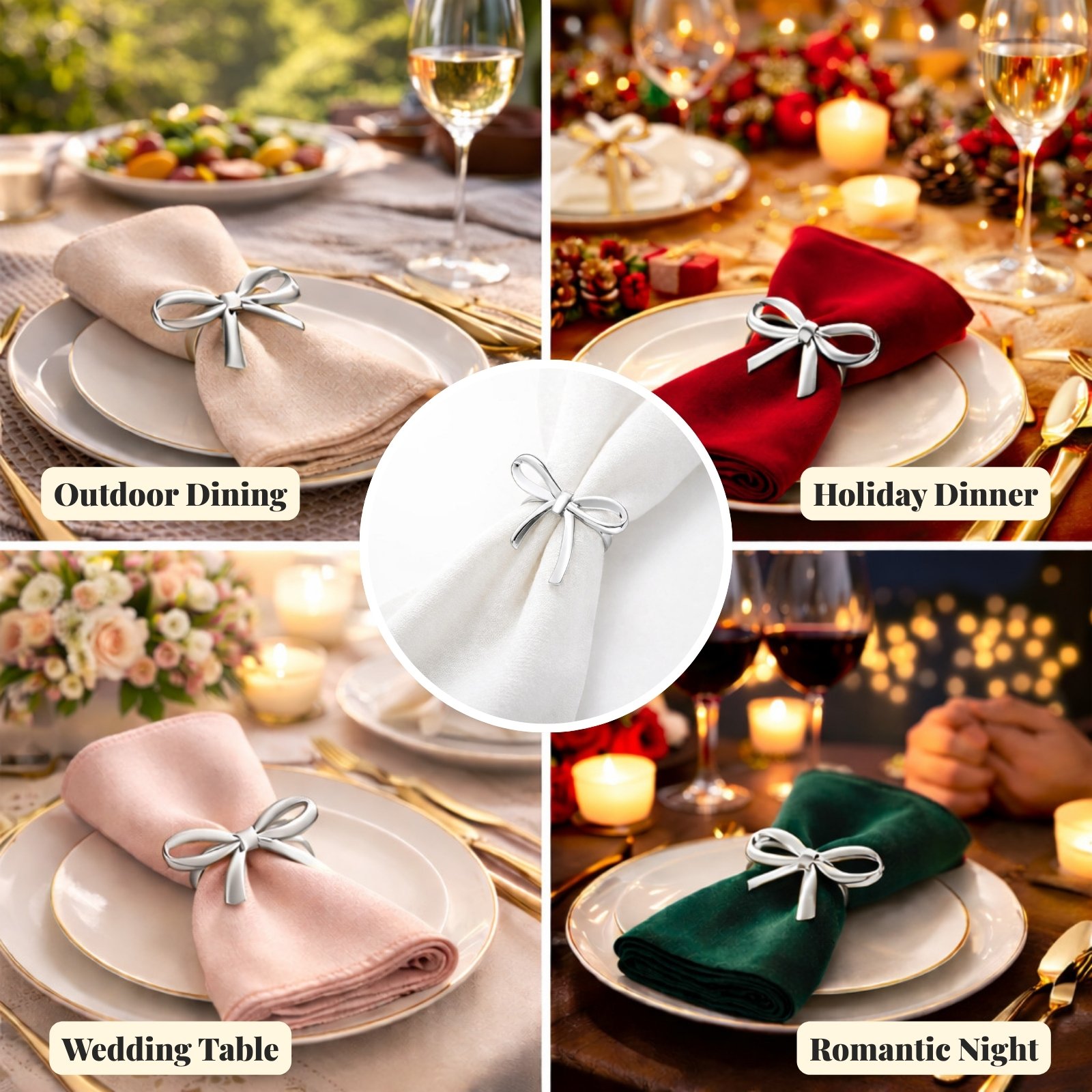 Silver Bow Napkin Rings Set of 12 - Image 6