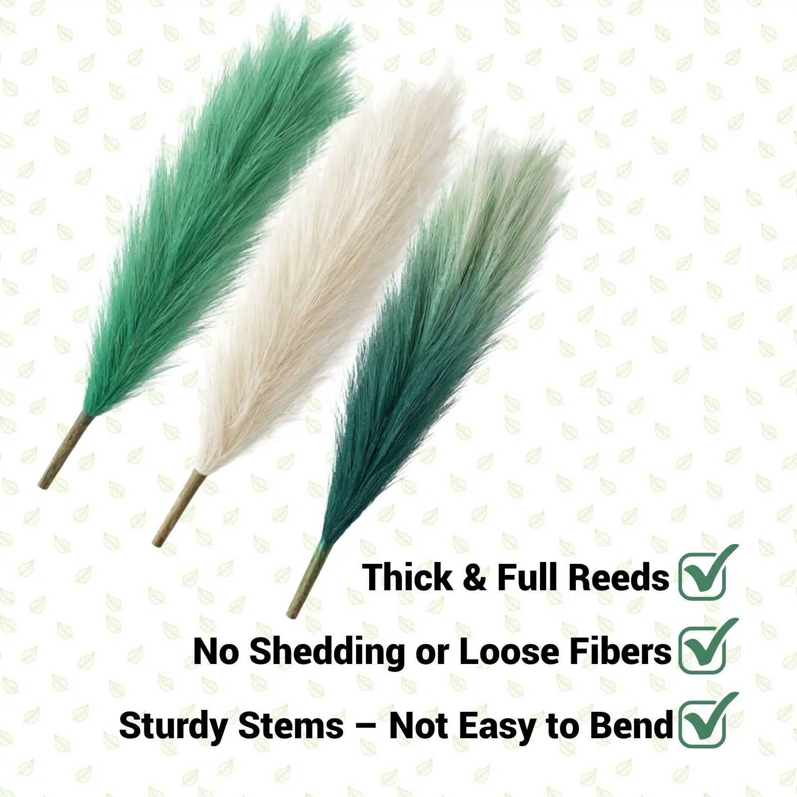 Artificial Pampas Grass Stems Set of 9 – Green and White Mixed Colors - Image 8