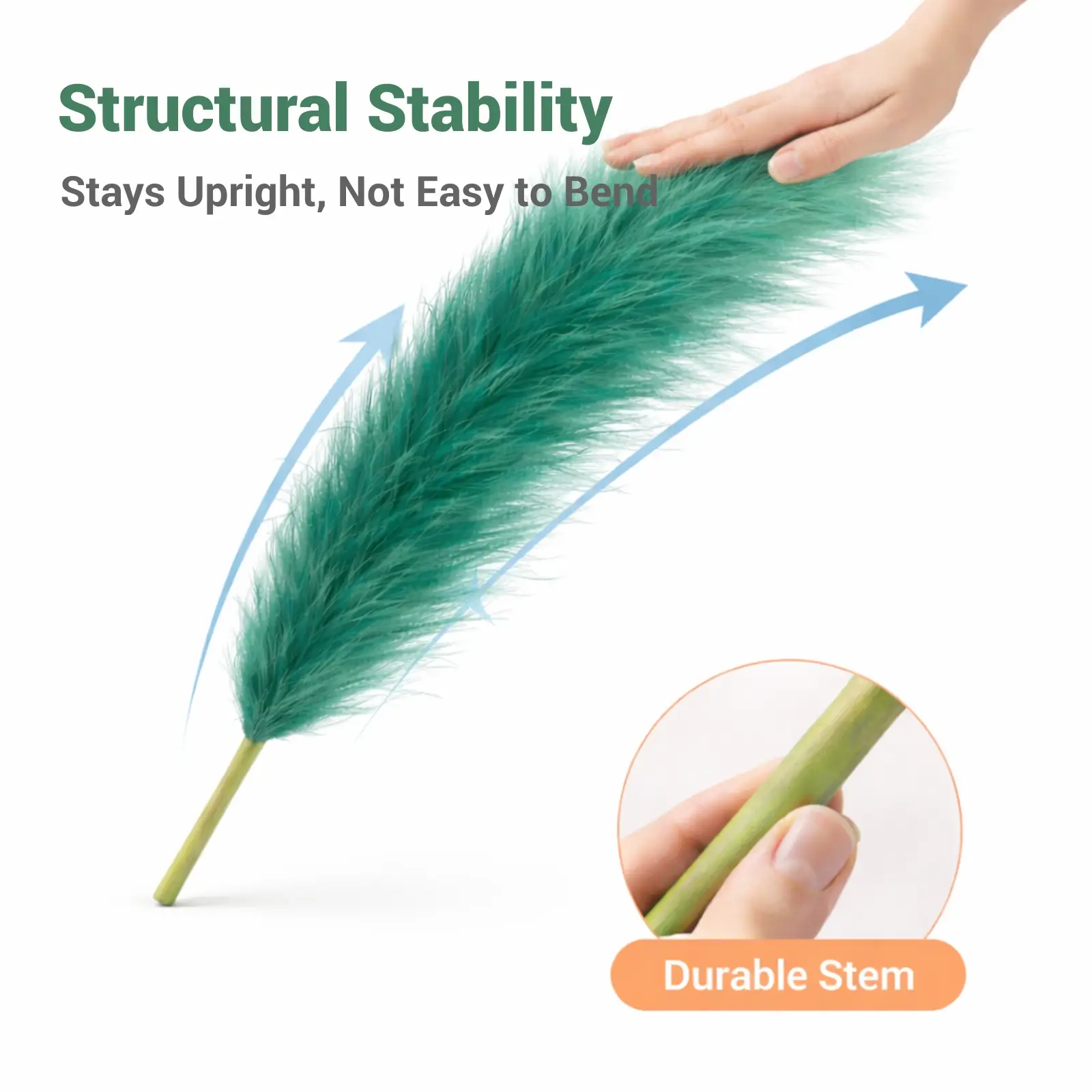 Artificial Pampas Grass Stems Set of 9 – Green and White Mixed Colors - Image 7