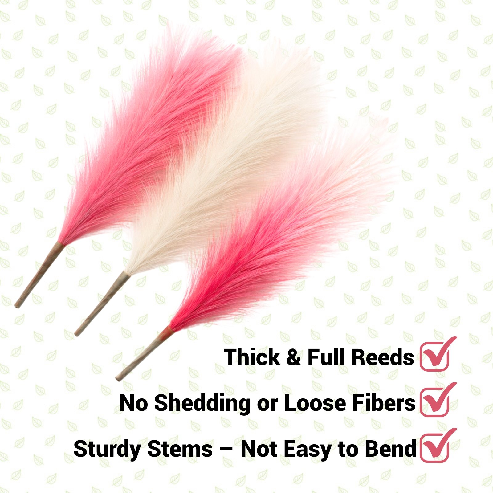 Artificial Pampas Grass Stems Set of 9 – Pink and White Mixed Colors - Image 9