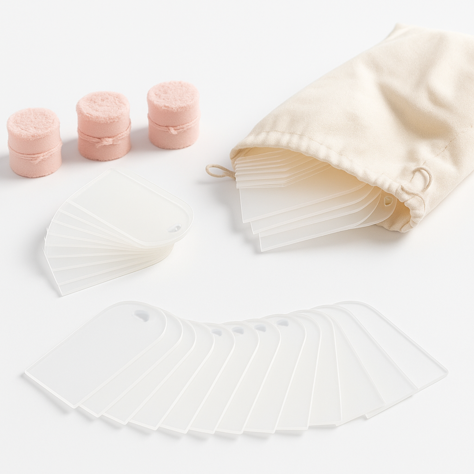 Acrylic Wedding Place Cards with Pink Ribbon Set of 50 - Image 2