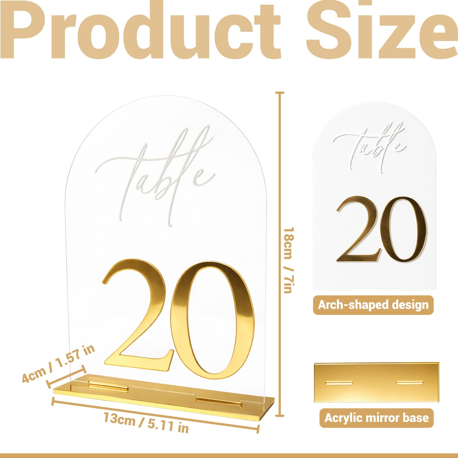 Acrylic Wedding Table Numbers 1–10 with Stands - Image 2