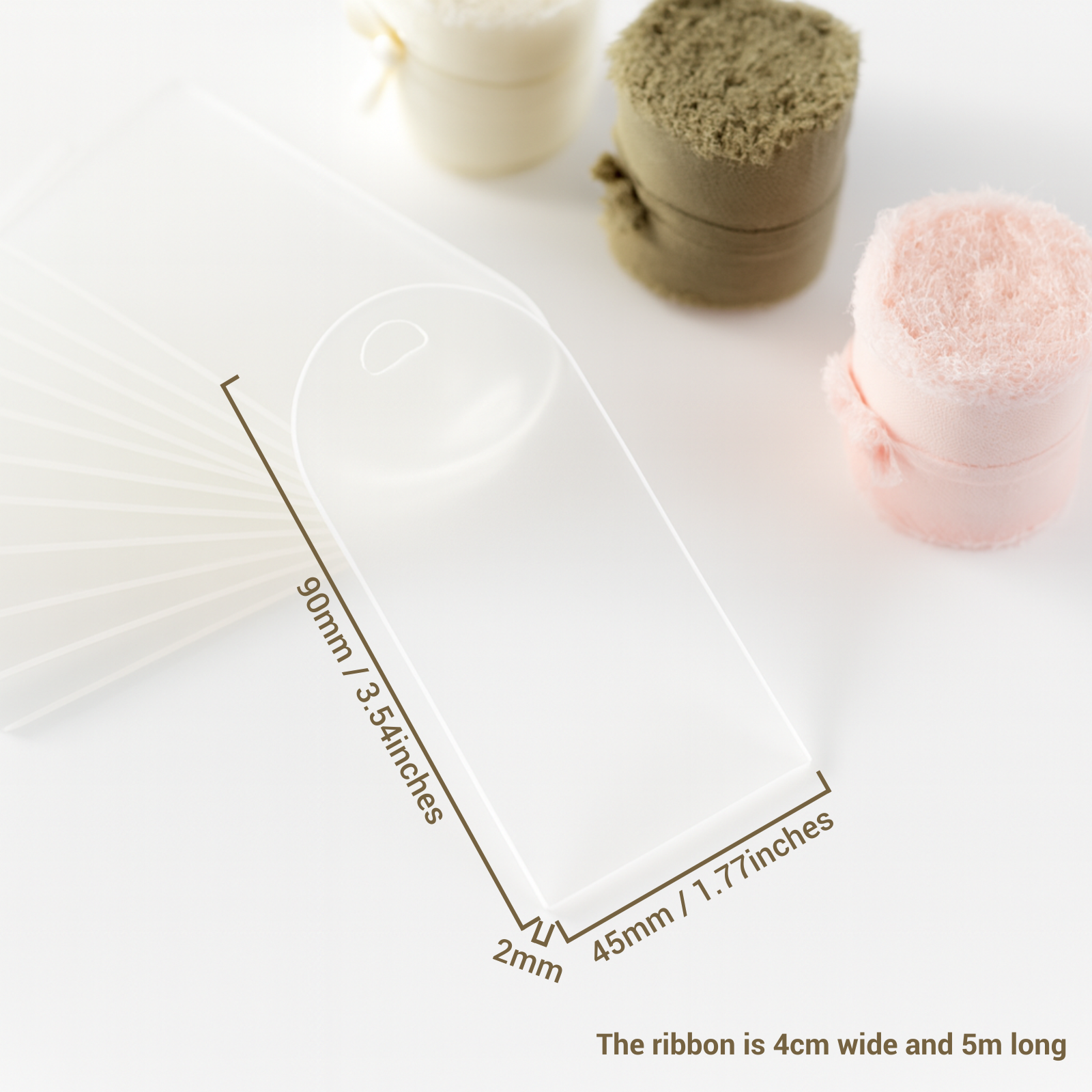 Frosted Acrylic Wedding Place Cards with Ribbon Set of 50 - Image 3
