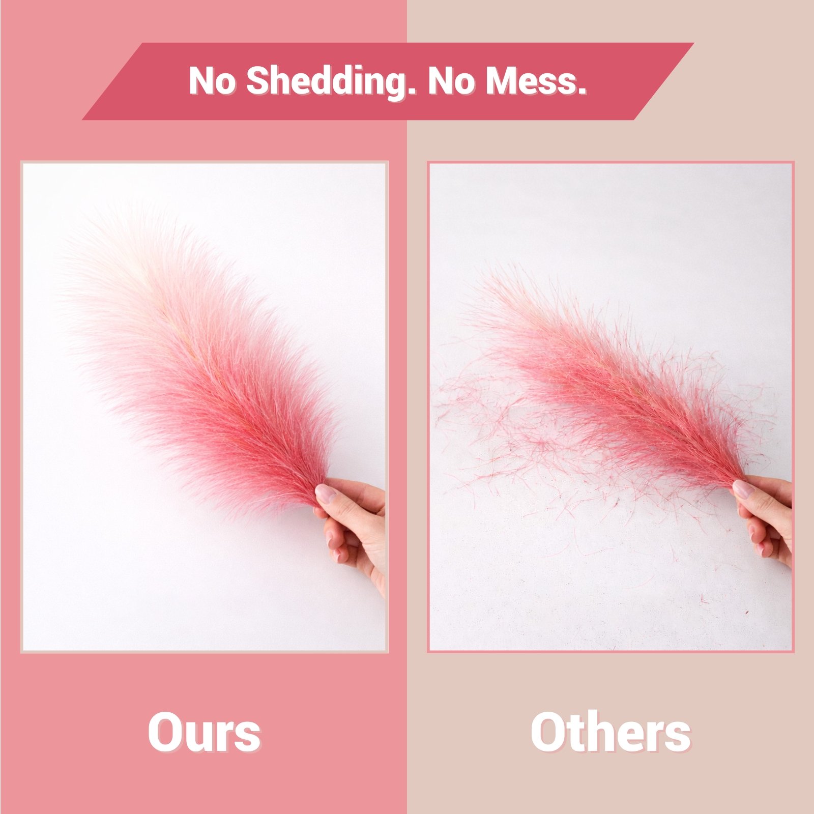 Artificial Pampas Grass Stems Set of 9 – Pink and White Mixed Colors - Image 7