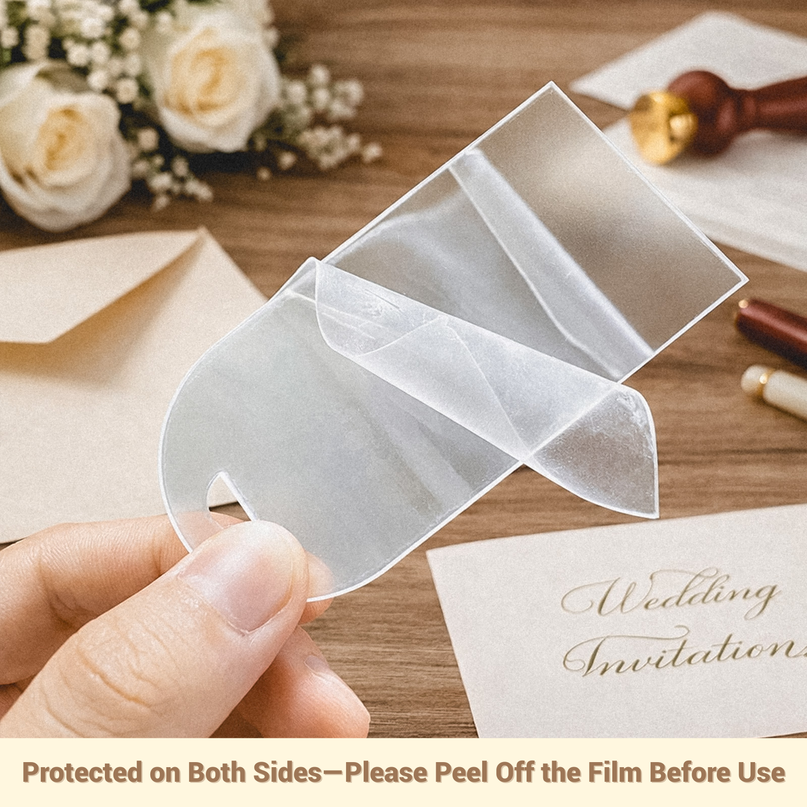 Frosted Acrylic Wedding Place Cards with Ribbon Set of 50 - Image 8