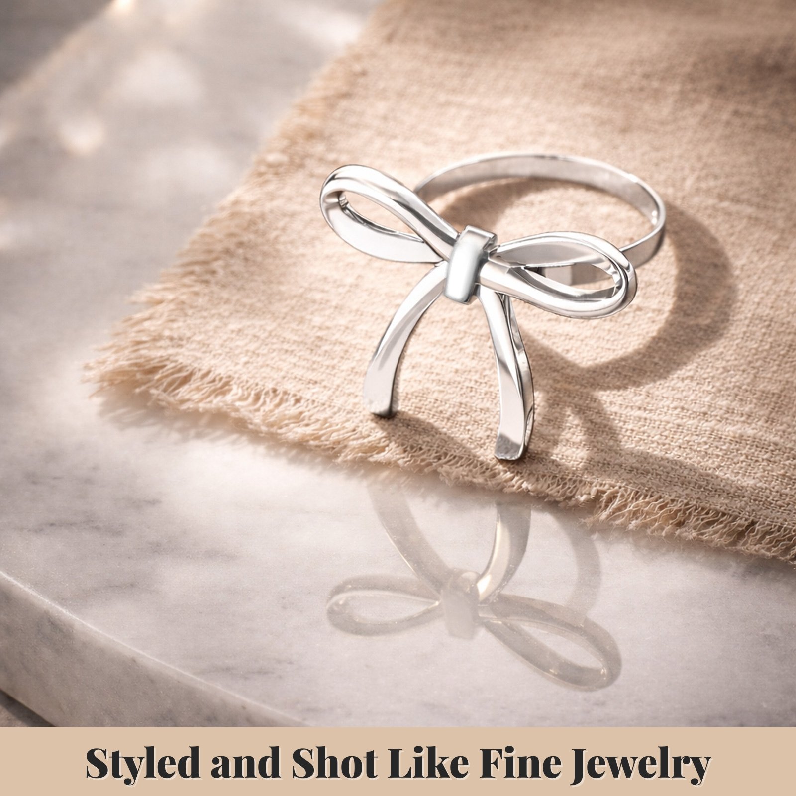 Silver Bow Napkin Rings Set of 12 - Image 3