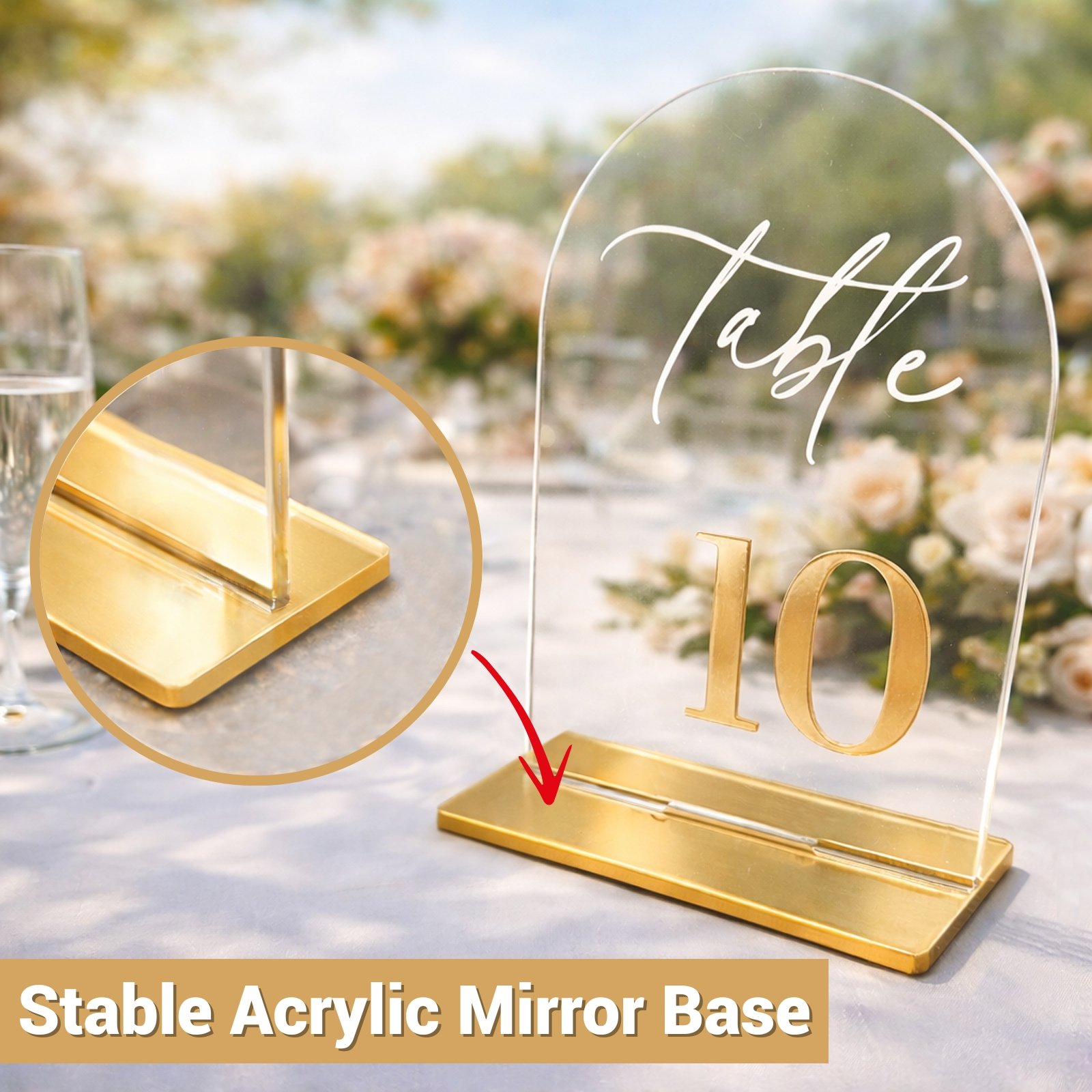 Acrylic Wedding Table Numbers 1–10 with Stands - Image 6