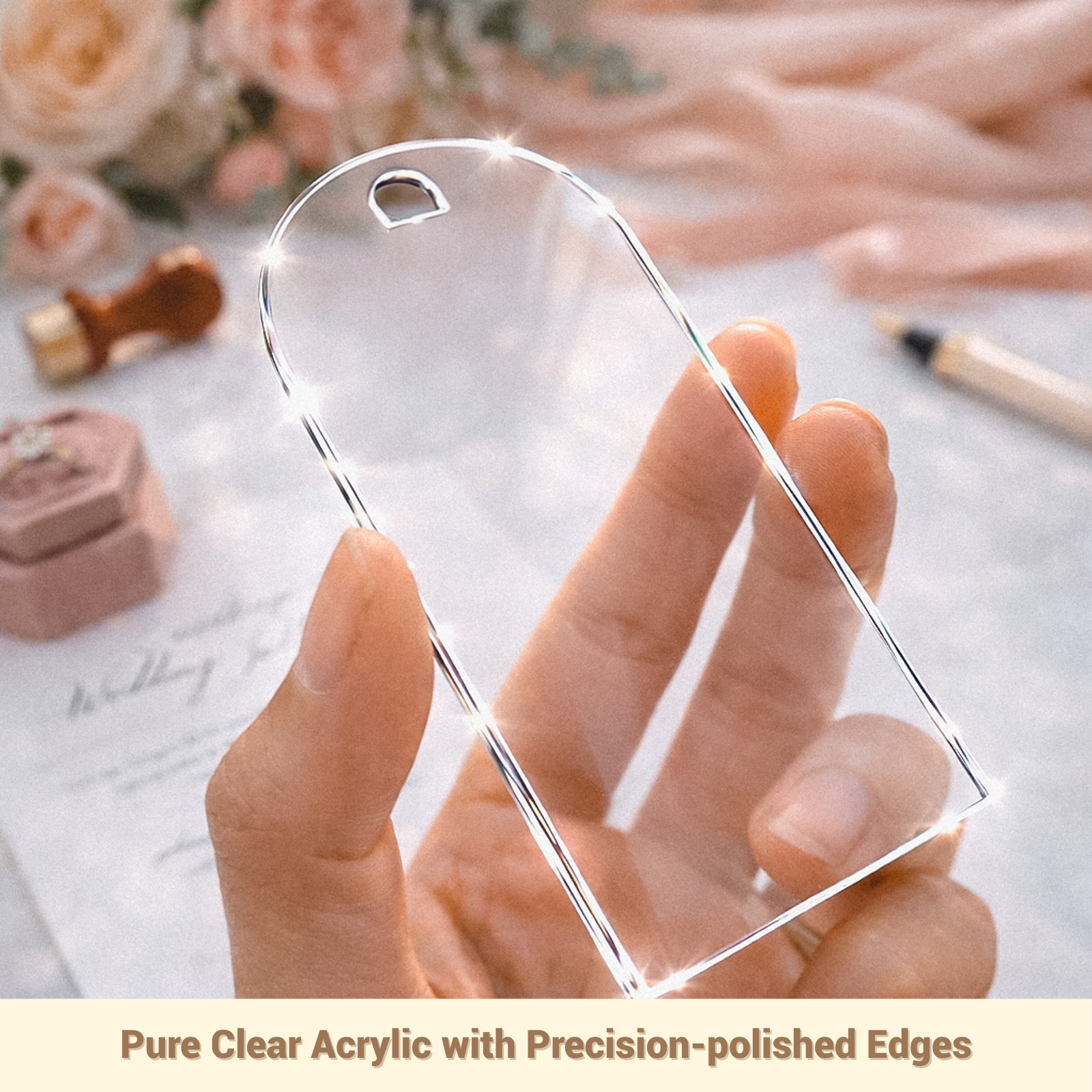 Frosted Acrylic Wedding Place Cards with Ribbon Set of 50 - Image 6
