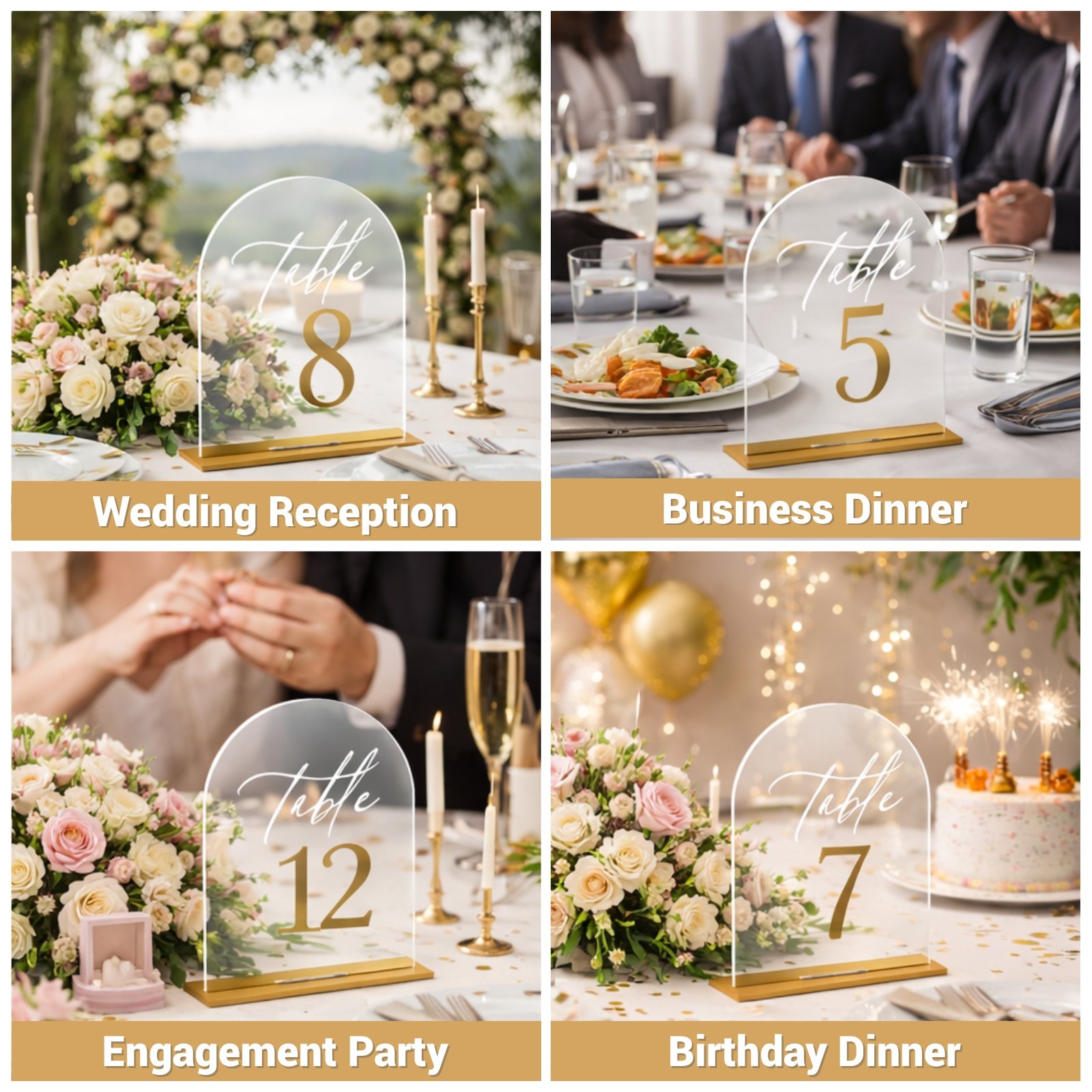 Acrylic Wedding Table Numbers 1–10 with Stands - Image 5